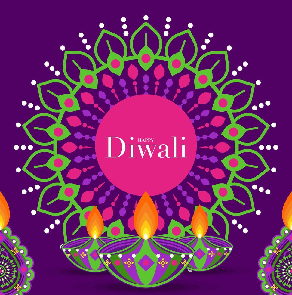 joyeux diwali, deepavali ou dipavali le design plat de célébration du festival indien. vecteur