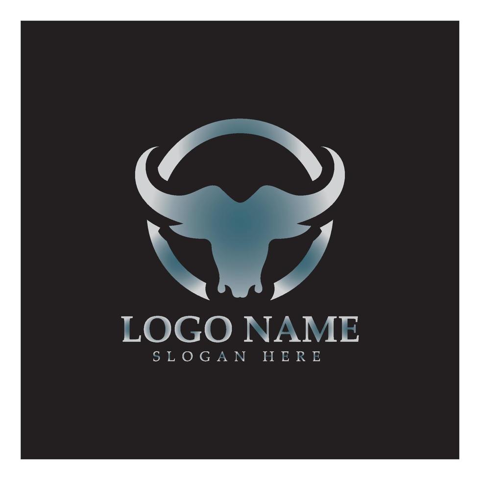 application d'icônes de modèle de logo et de symbole de corne de tête de taureau vecteur