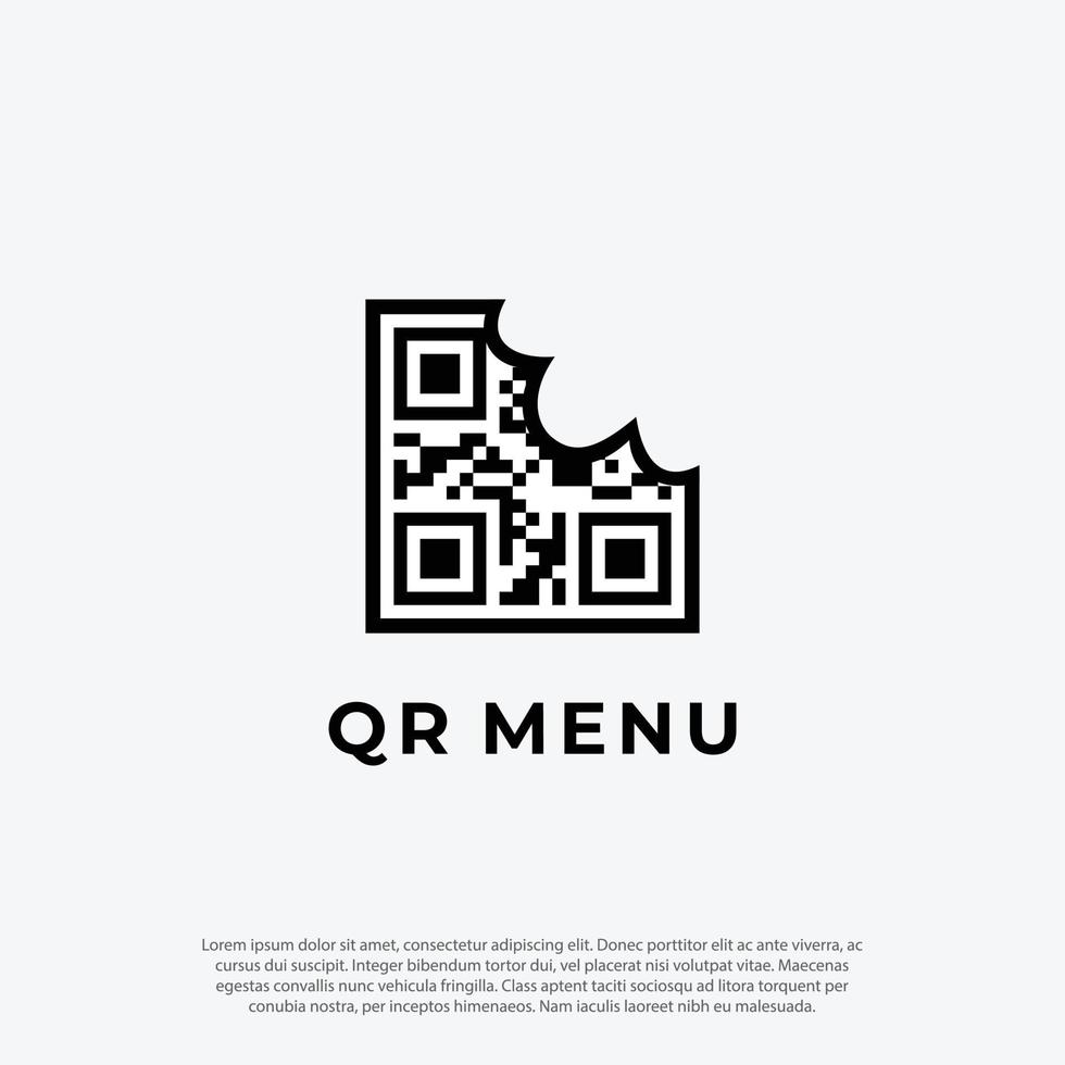 concept de vecteur de logo de menu de code qr, recherchez l'ordre du menu. Service Clients. logo de code à barres de menu alimentaire