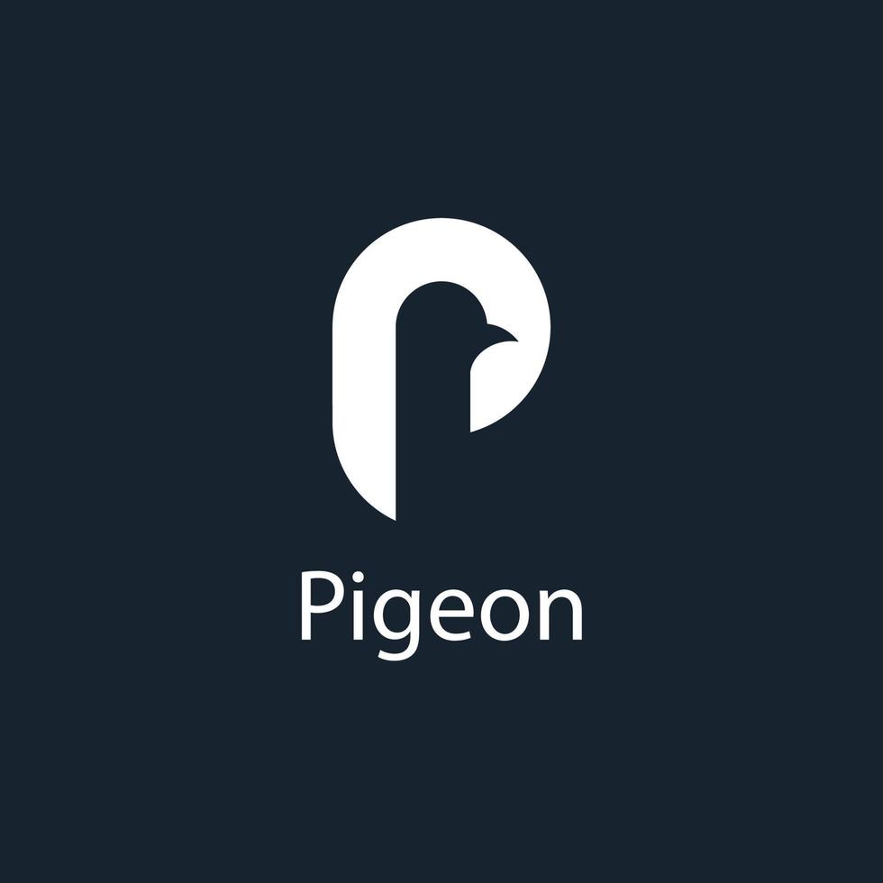 vecteur de logo oiseau pigeon minimal espace négatif