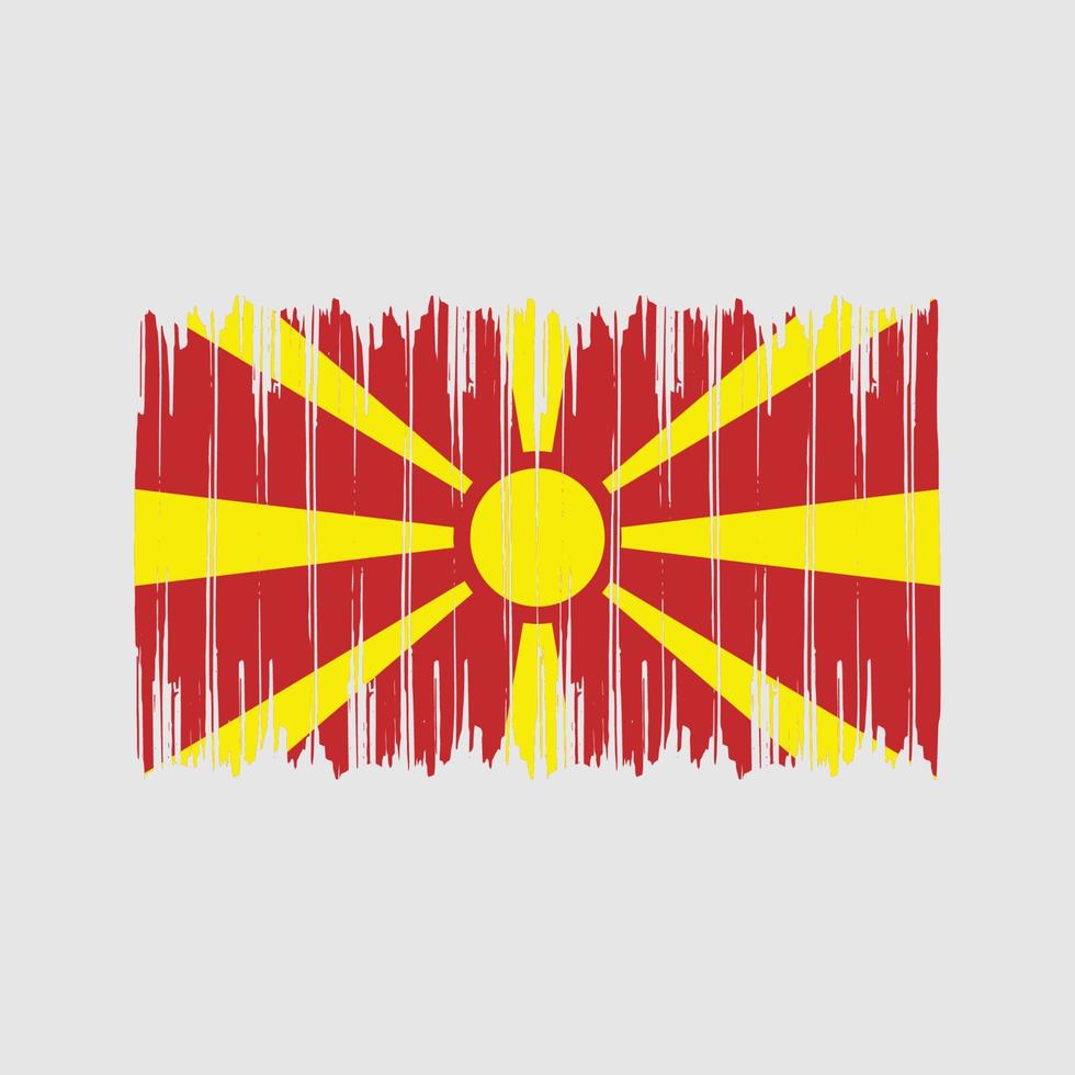 coups de pinceau du drapeau de la macédoine du nord. drapeau national vecteur