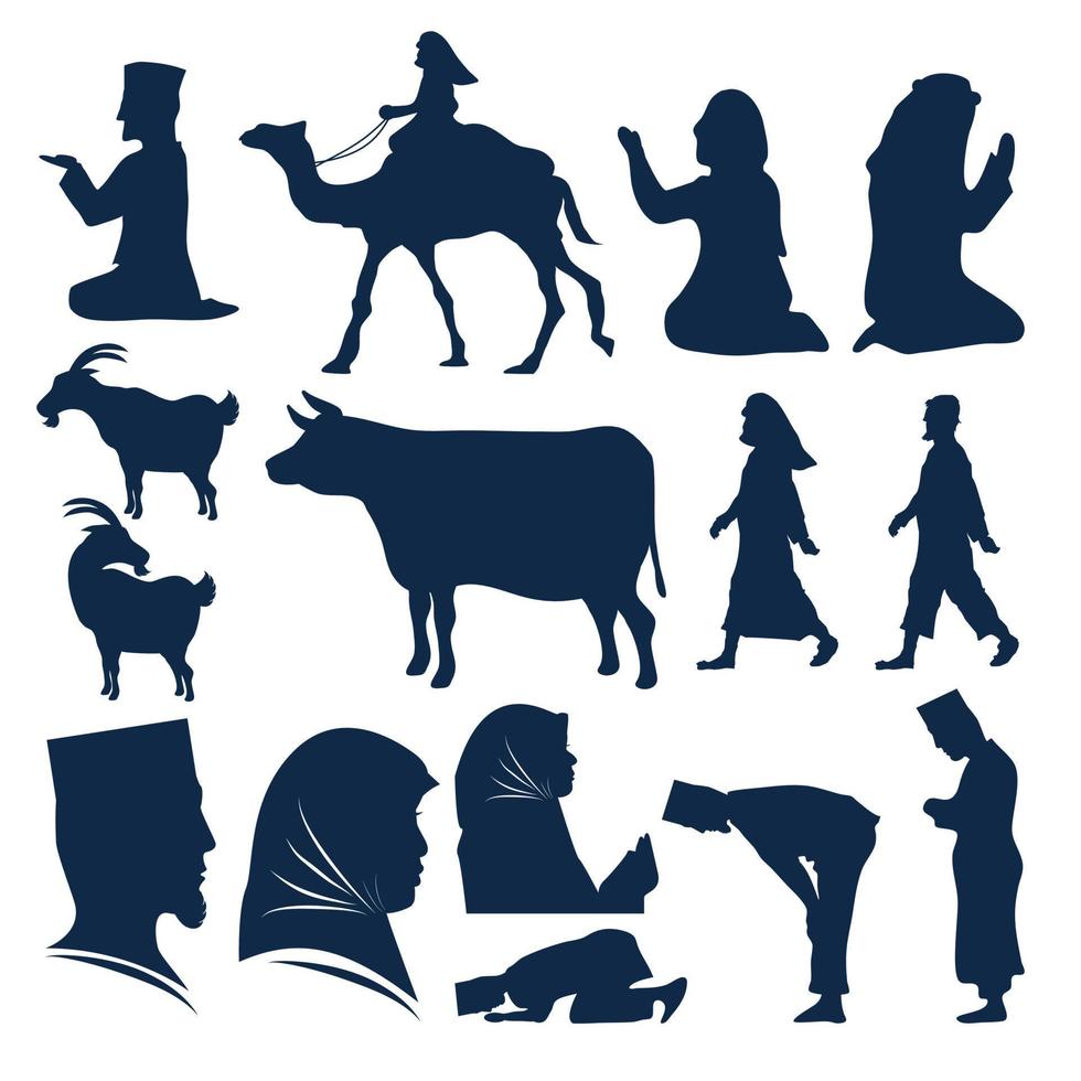 élément de silhouette islamique adapté à l'illustration sur le thème musulman et islam vecteur