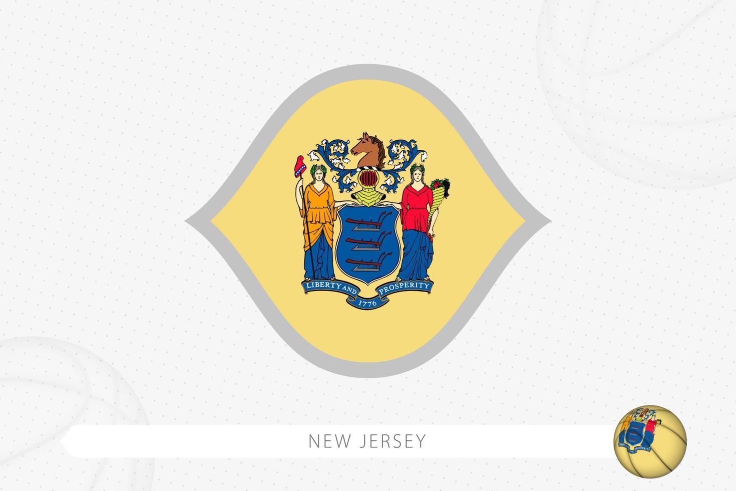 drapeau du new jersey pour la compétition de basket-ball sur fond gris de basket-ball. vecteur