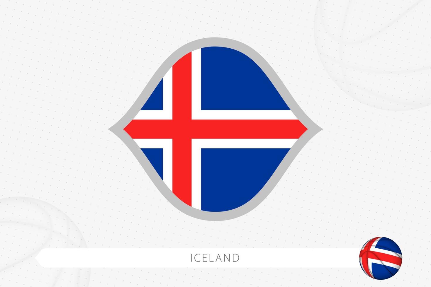 drapeau islandais pour la compétition de basket-ball sur fond gris de basket-ball. vecteur