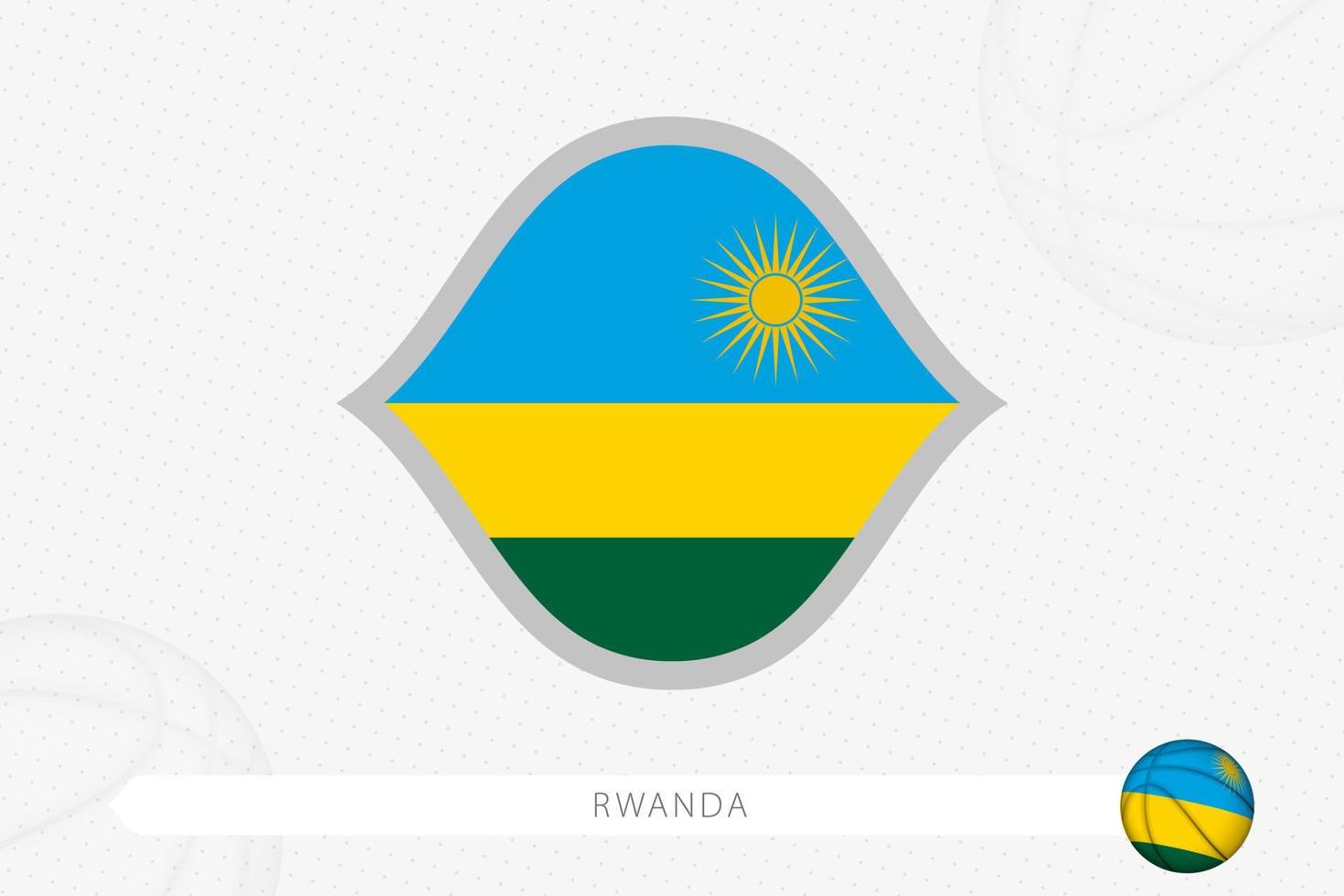 drapeau du rwanda pour la compétition de basket-ball sur fond gris de basket-ball. vecteur