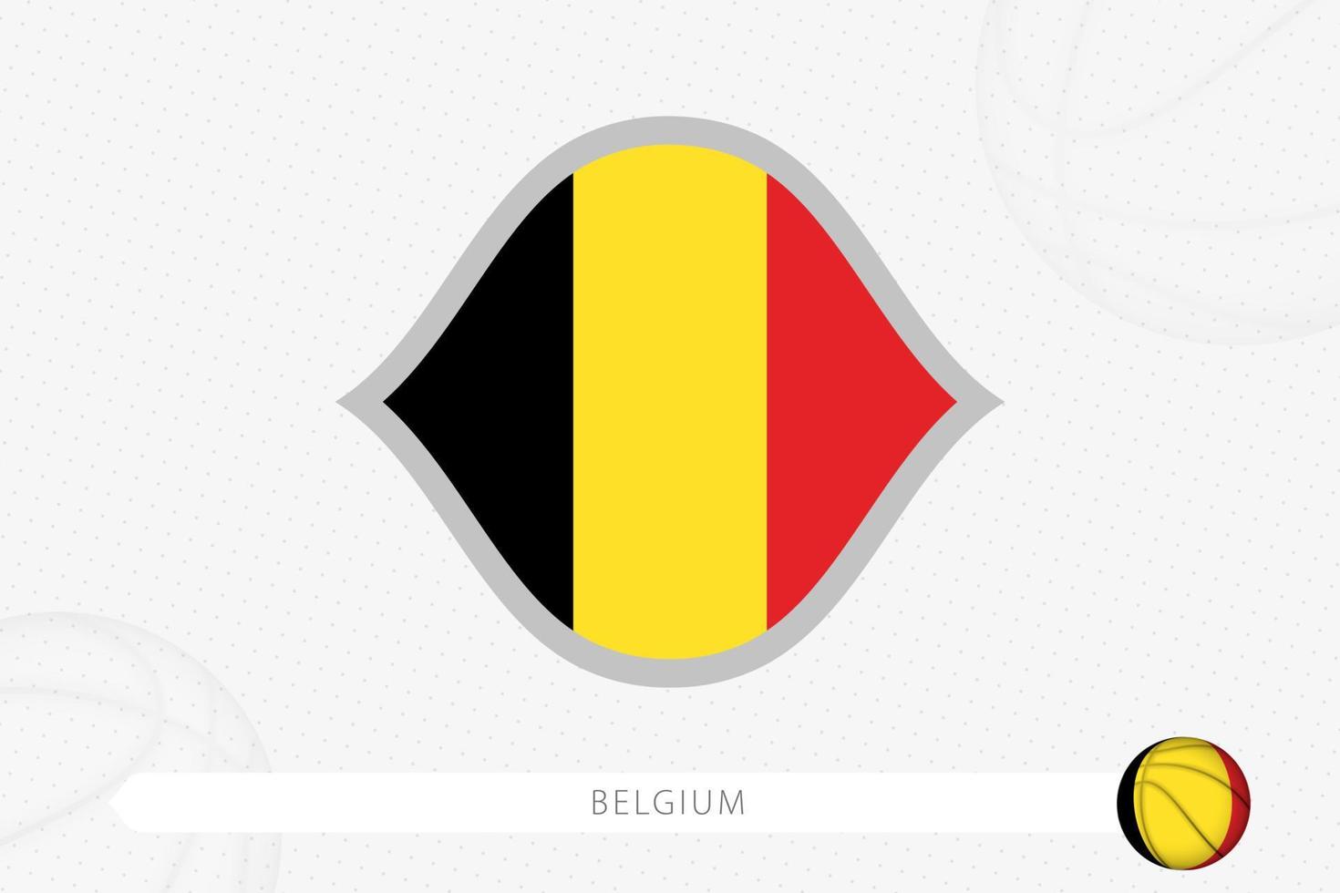 drapeau belge pour la compétition de basket-ball sur fond gris de basket-ball. vecteur