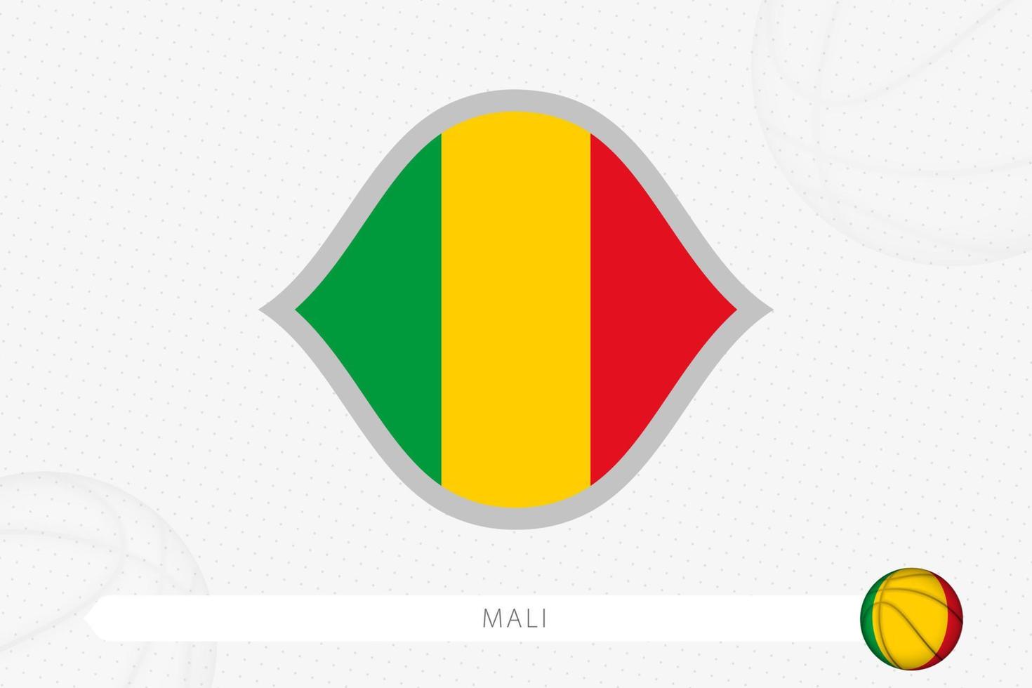 drapeau du mali pour la compétition de basket-ball sur fond gris de basket-ball. vecteur