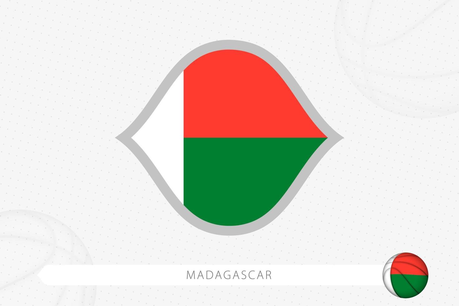 drapeau de madagascar pour la compétition de basket-ball sur fond gris de basket-ball. vecteur
