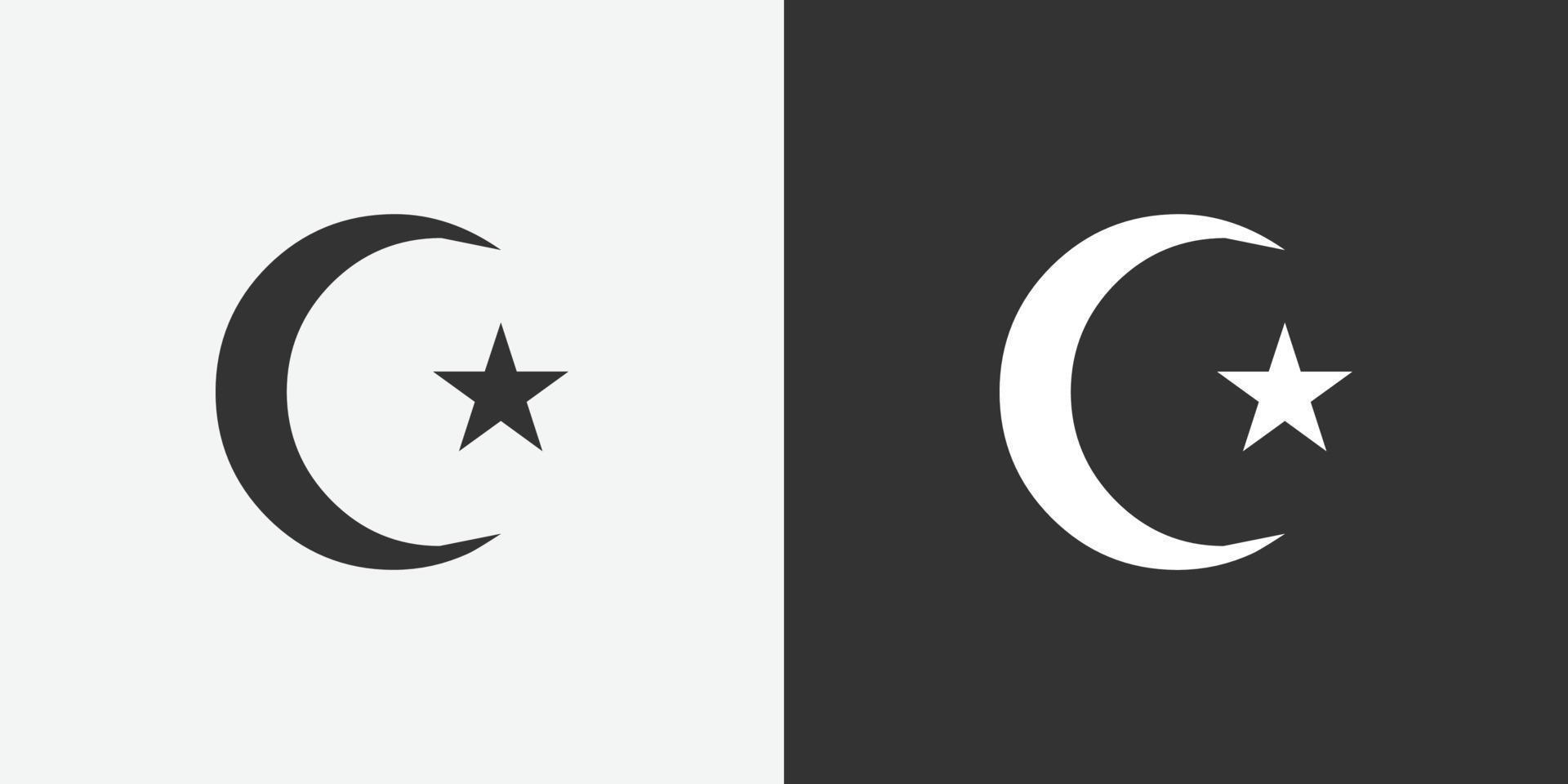 icône de vecteur de symbole de l'islam. croissant de lune isolé et conception vectorielle d'icône de symbole d'étoile.