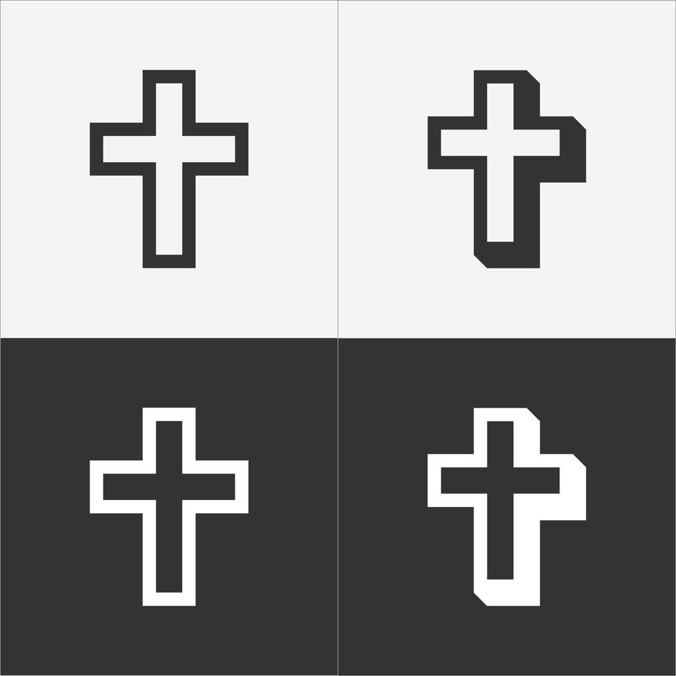 ensemble d'icônes vectorielles croisées de religion. conception de vecteur d'icône croix isolée.