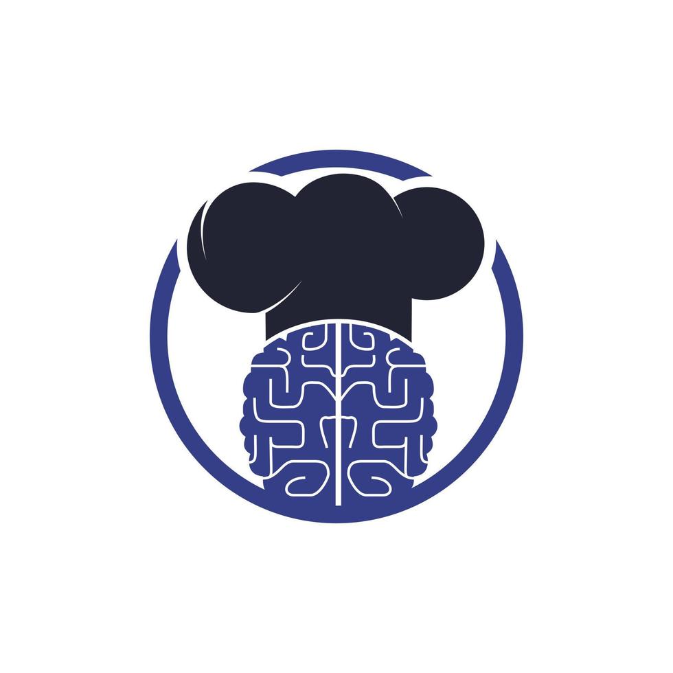 concept de conception de logo vectoriel chef intelligent. icône de cerveau et de chapeau de chef.