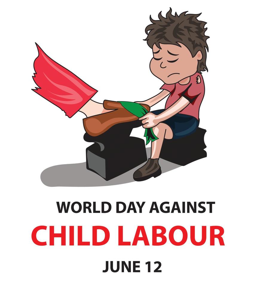 affiche de vecteur de la journée mondiale contre le travail des enfants