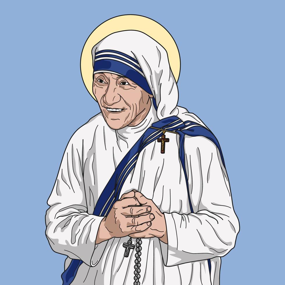 sainte mère teresa de calcutta illustration vectorielle colorée vecteur