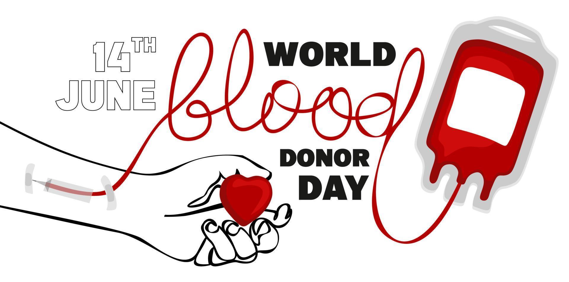 affiche de la journée mondiale du donneur de sang le 14 juin bannière ou affiche isolée de vecteur