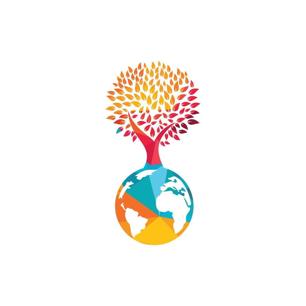 modèle de conception de logo vectoriel arbre globe. planète et symbole ou icône écologique.