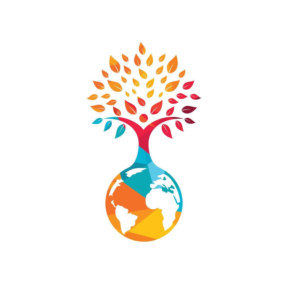 modèle de conception de logo vectoriel d'arbre humain global.