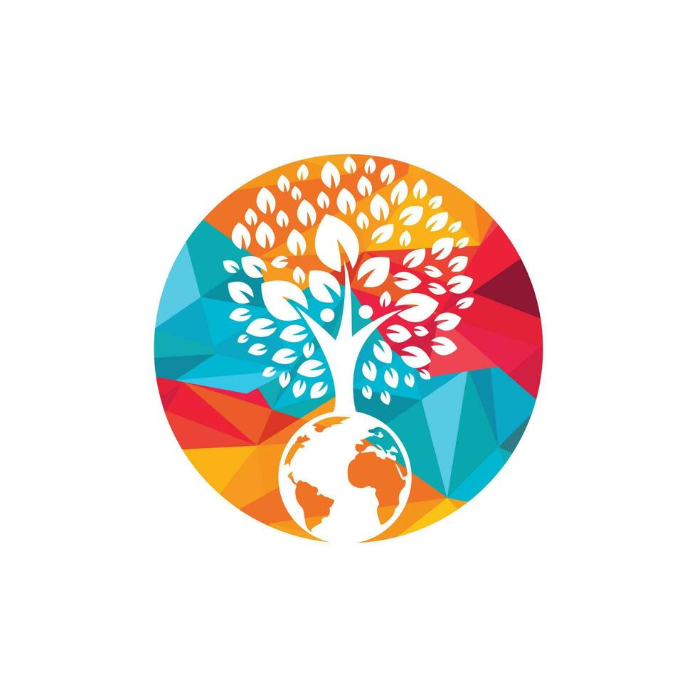 modèle de conception de logo vectoriel d'arbre humain global.