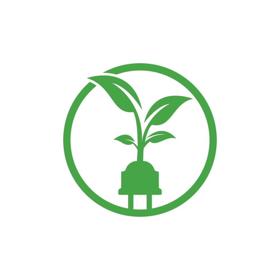 concept de logo d'électricité d'énergie verte. icône de prise électrique avec arbre. vecteur