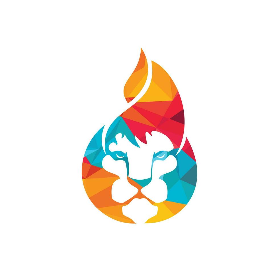 modèle de conception de logo vectoriel de feu de lion. concept créatif de conception de logo de feu de lion ou de flamme de lion.