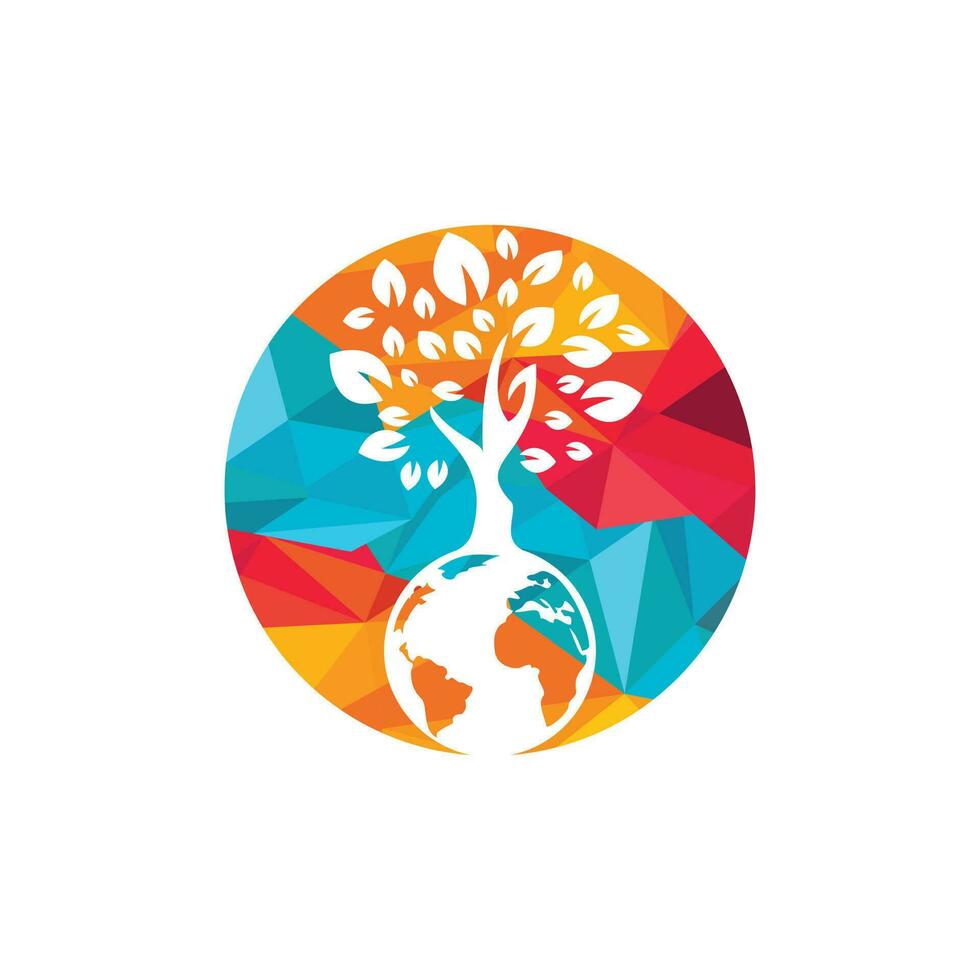 modèle de conception de logo vectoriel arbre globe. planète et symbole ou icône écologique.