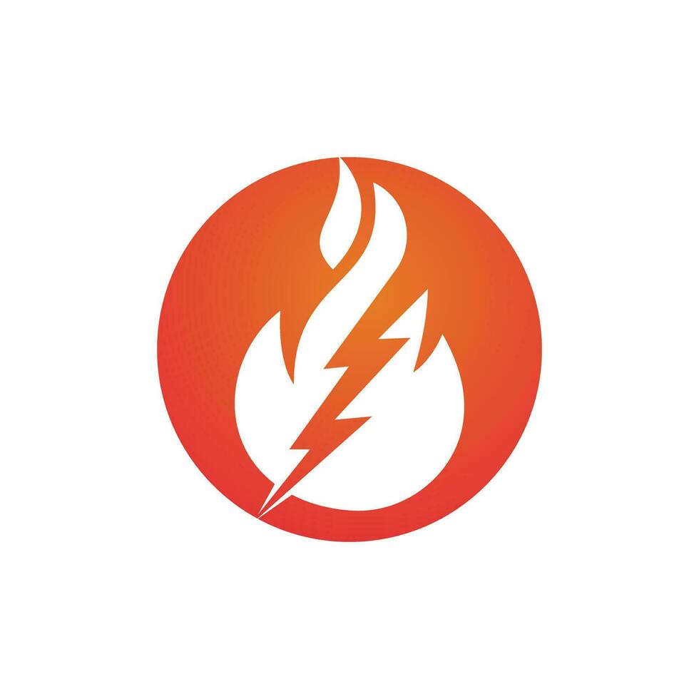 modèle de conception de logo vectoriel de feu de foudre. concept de logo d'énergie et de tension d'incendie.