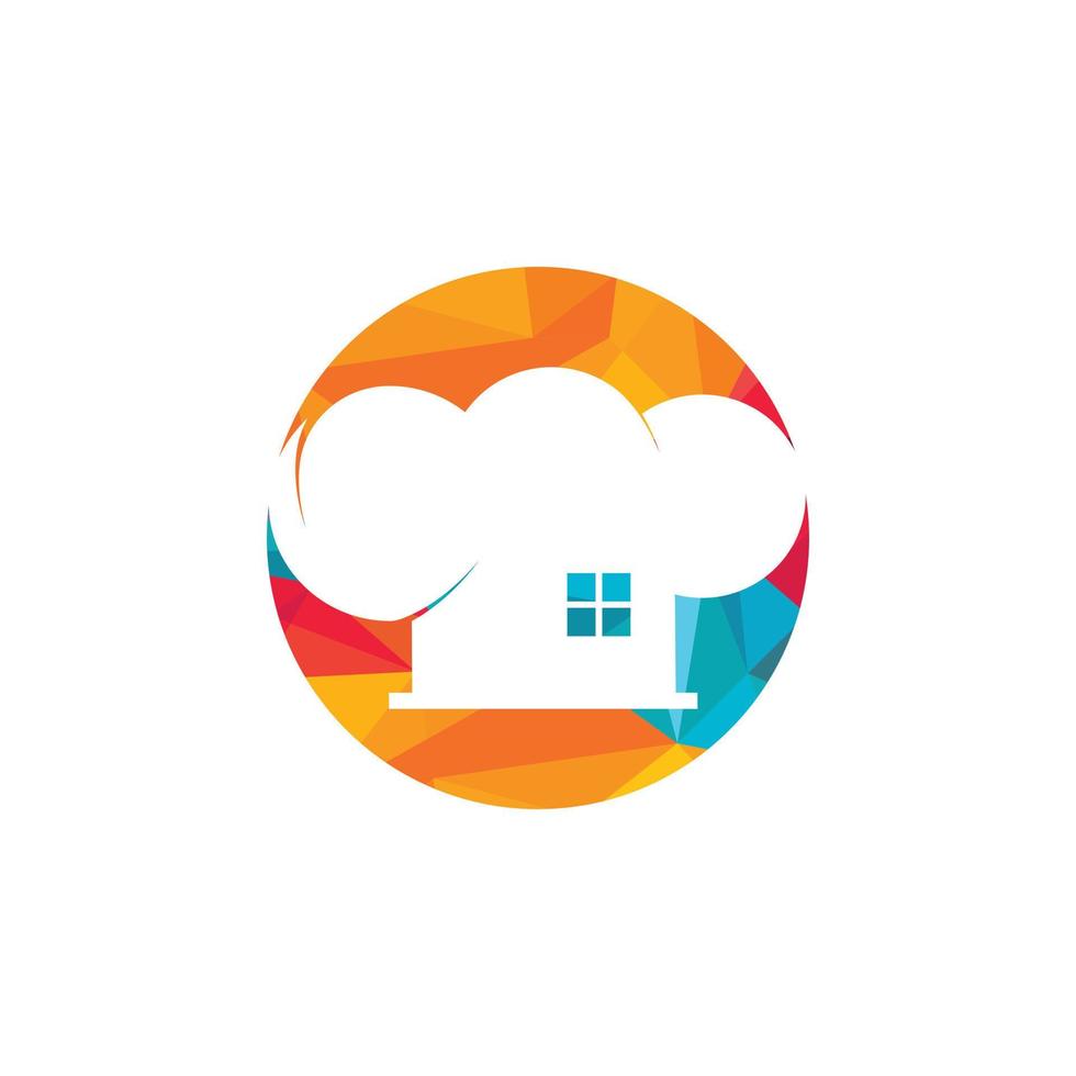 modèle de conception de logo vectoriel de chef à domicile. combinaison créative d'une maison et d'une toque de chef.
