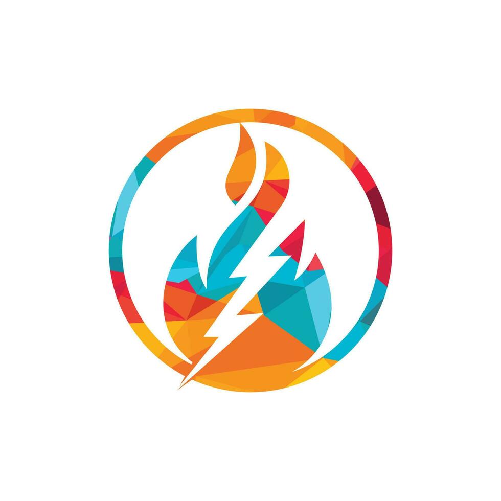 modèle de conception de logo vectoriel de feu de foudre. concept de logo d'énergie et de tension d'incendie.