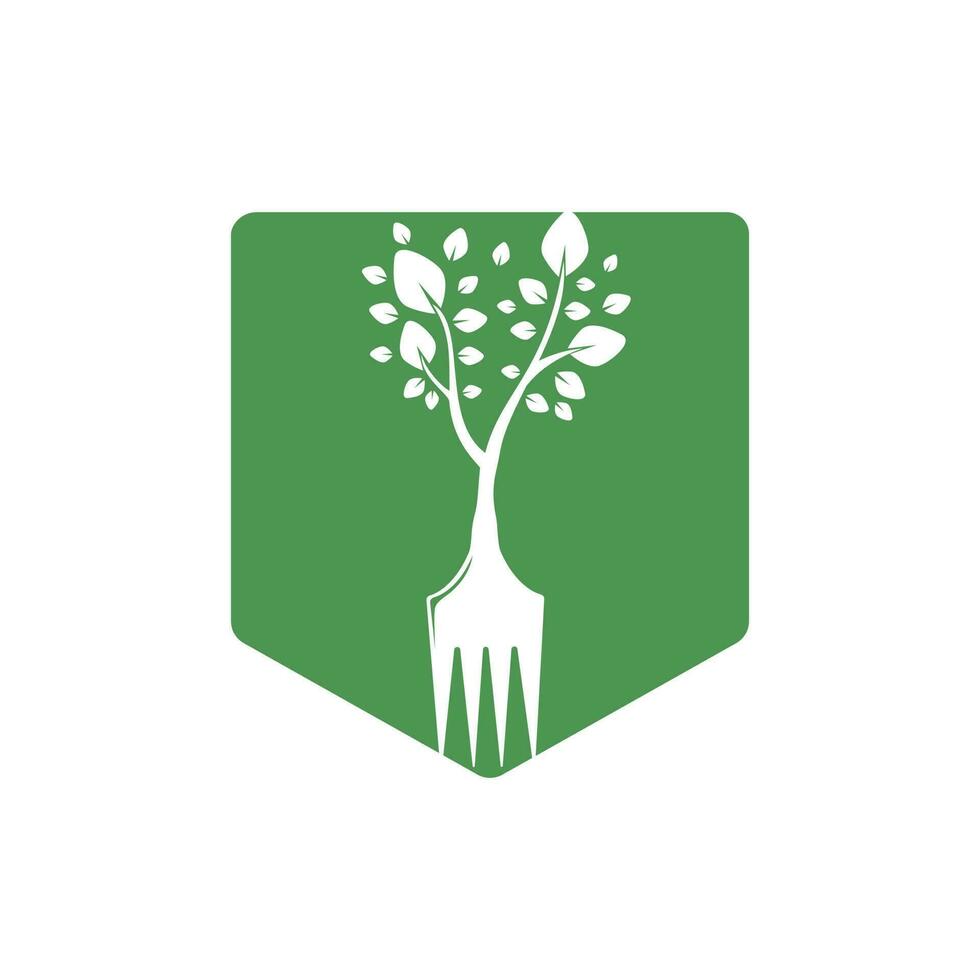 création de logo vectoriel arbre fourche. concept de logo de restaurant et d'agriculture.