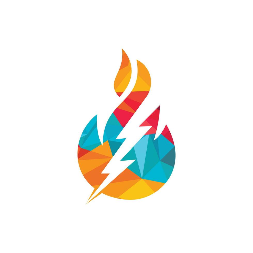 modèle de conception de logo vectoriel de feu de foudre. concept de logo d'énergie et de tension d'incendie.