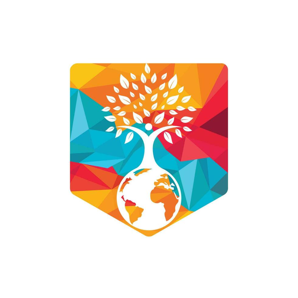 modèle de conception de logo vectoriel d'arbre humain global.