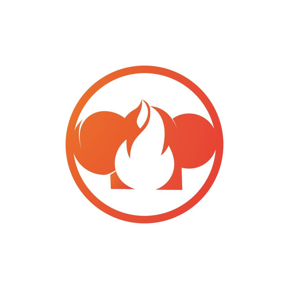 logo vectoriel de chef chaud pour restaurant, bistrot, cuisine, restauration. chapeau de chef avec une icône de vecteur de flamme.
