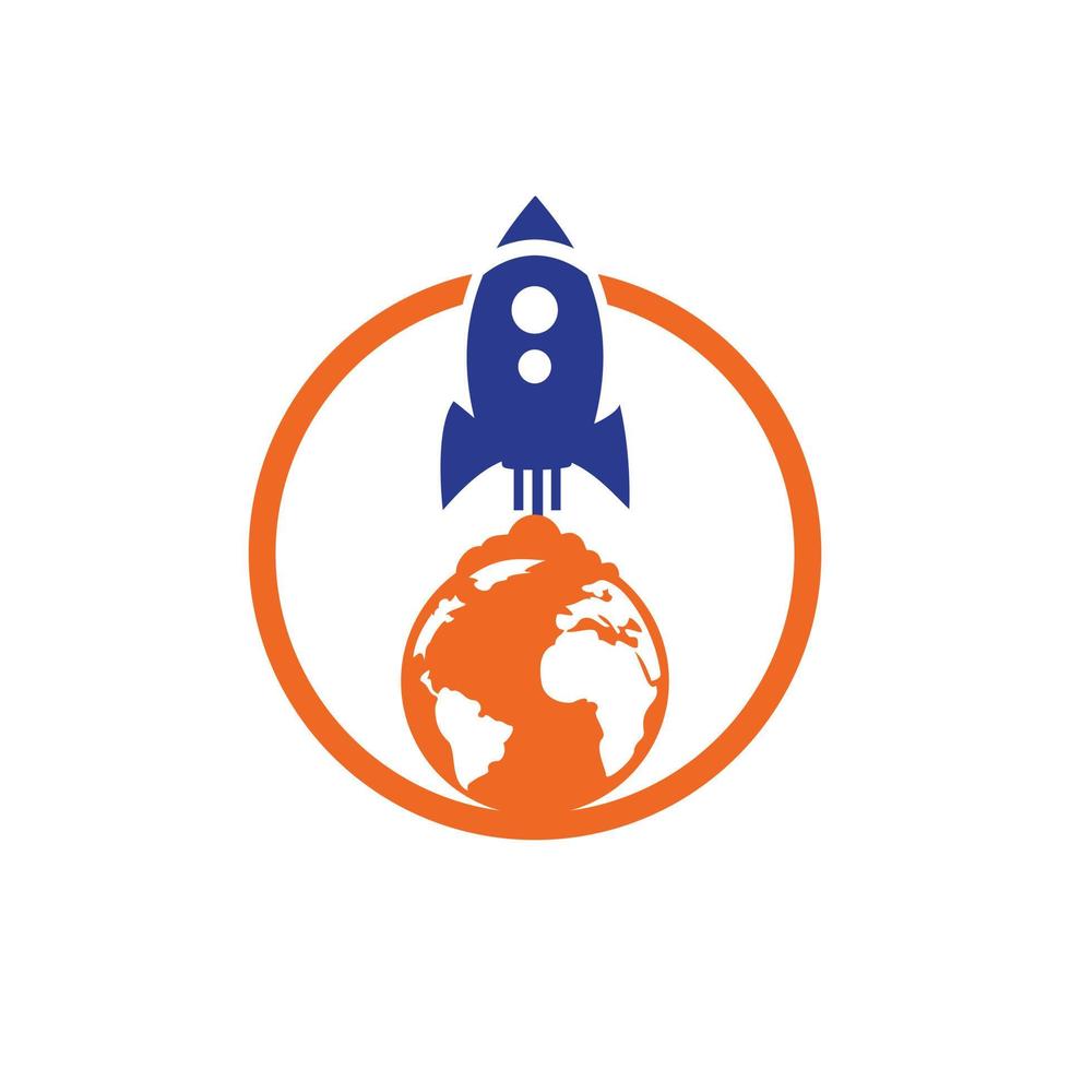 modèle de conception de logo de vecteur de fusée de globe. concept de logo de connexion rapide.