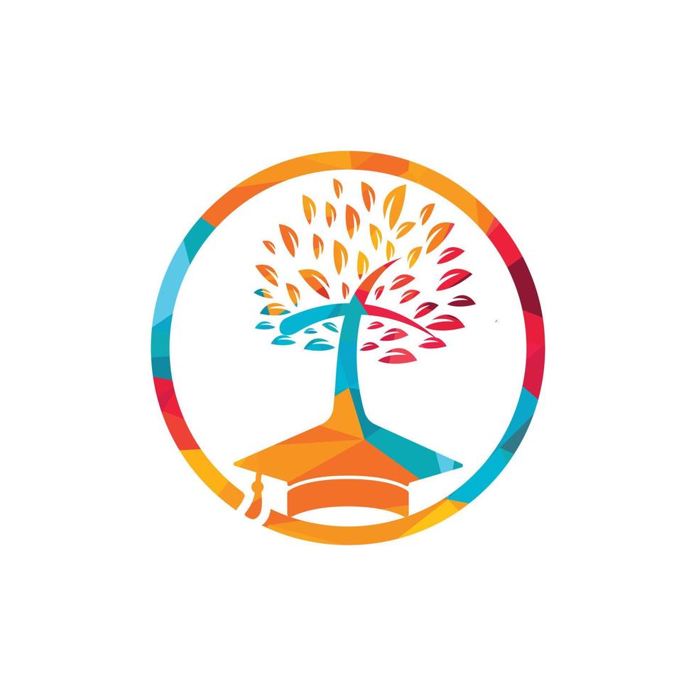 création de logo vectoriel d'église d'éducation. chapeau de graduation et conception d'icône d'arbre croisé.