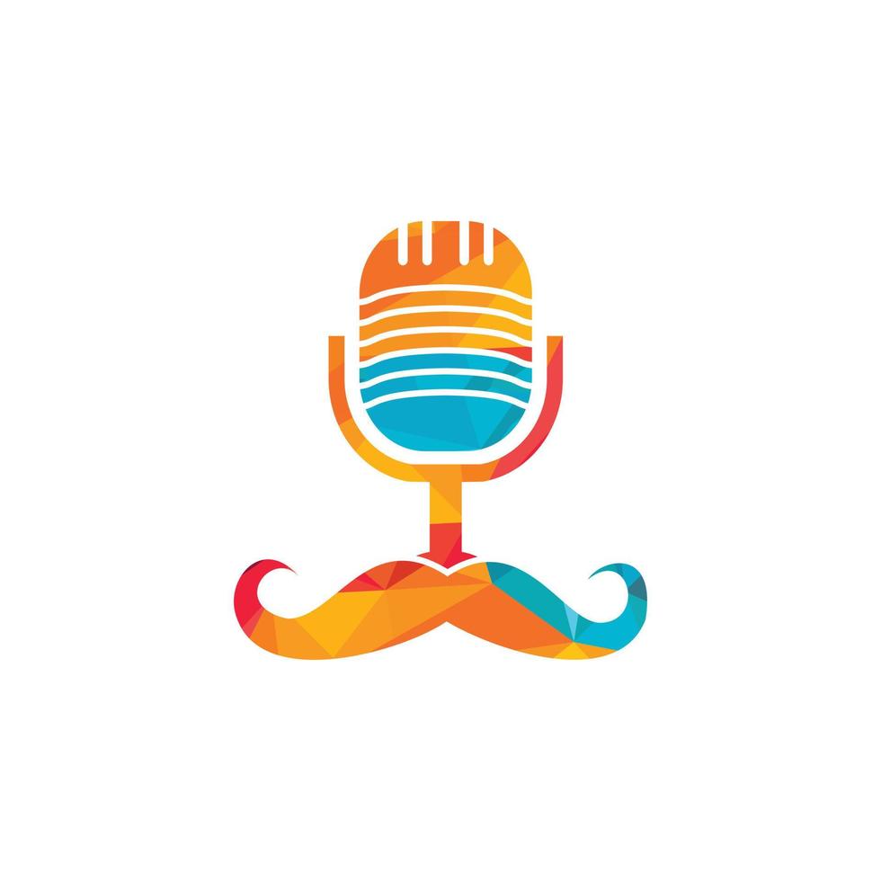 modèle de conception de logo de podcast gentleman. icône de podcast de moustache. vecteur