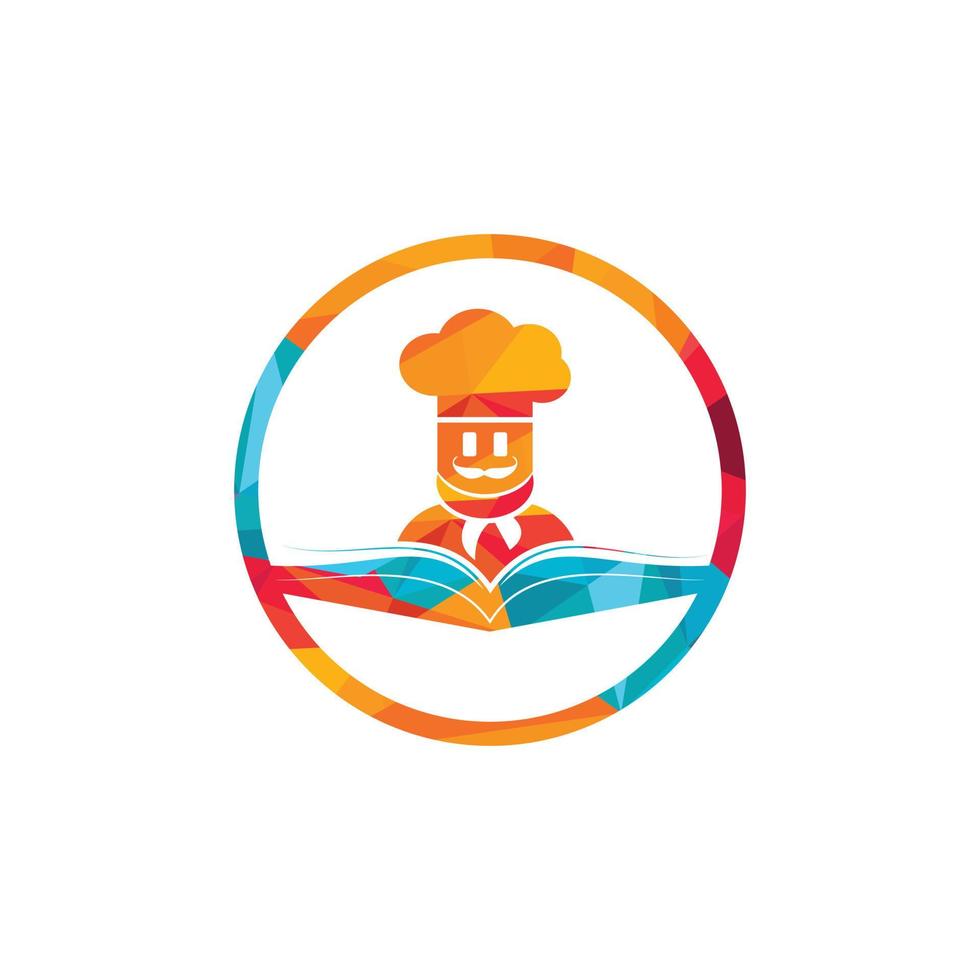 modèle de conception de logo vectoriel d'étude de chef. conception d'icône d'illustration de logo d'éducation de cuisine de nourriture.