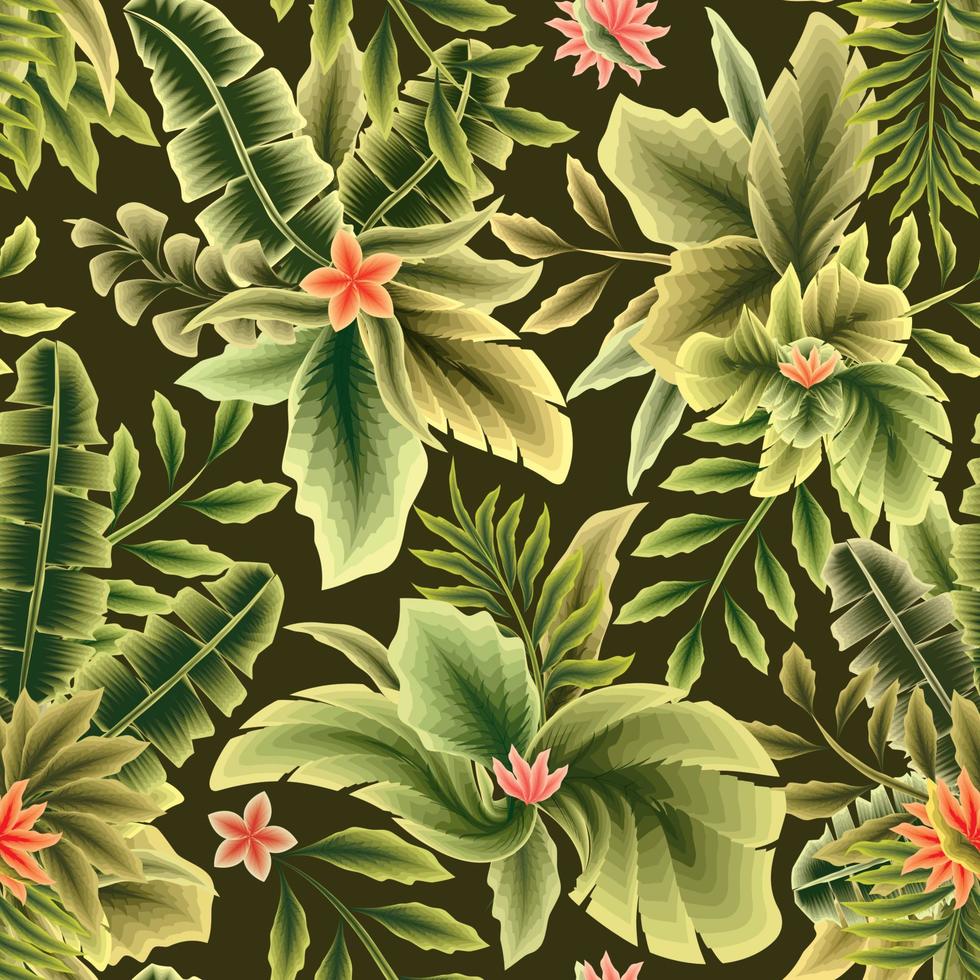 motif vectoriel botanique harmonieux avec feuillage de plantes tropicales sur fond pastel. fond d'écran de la jungle. fond de nature décoratif. fond fleuri. illustration de plantes exotiques de la jungle