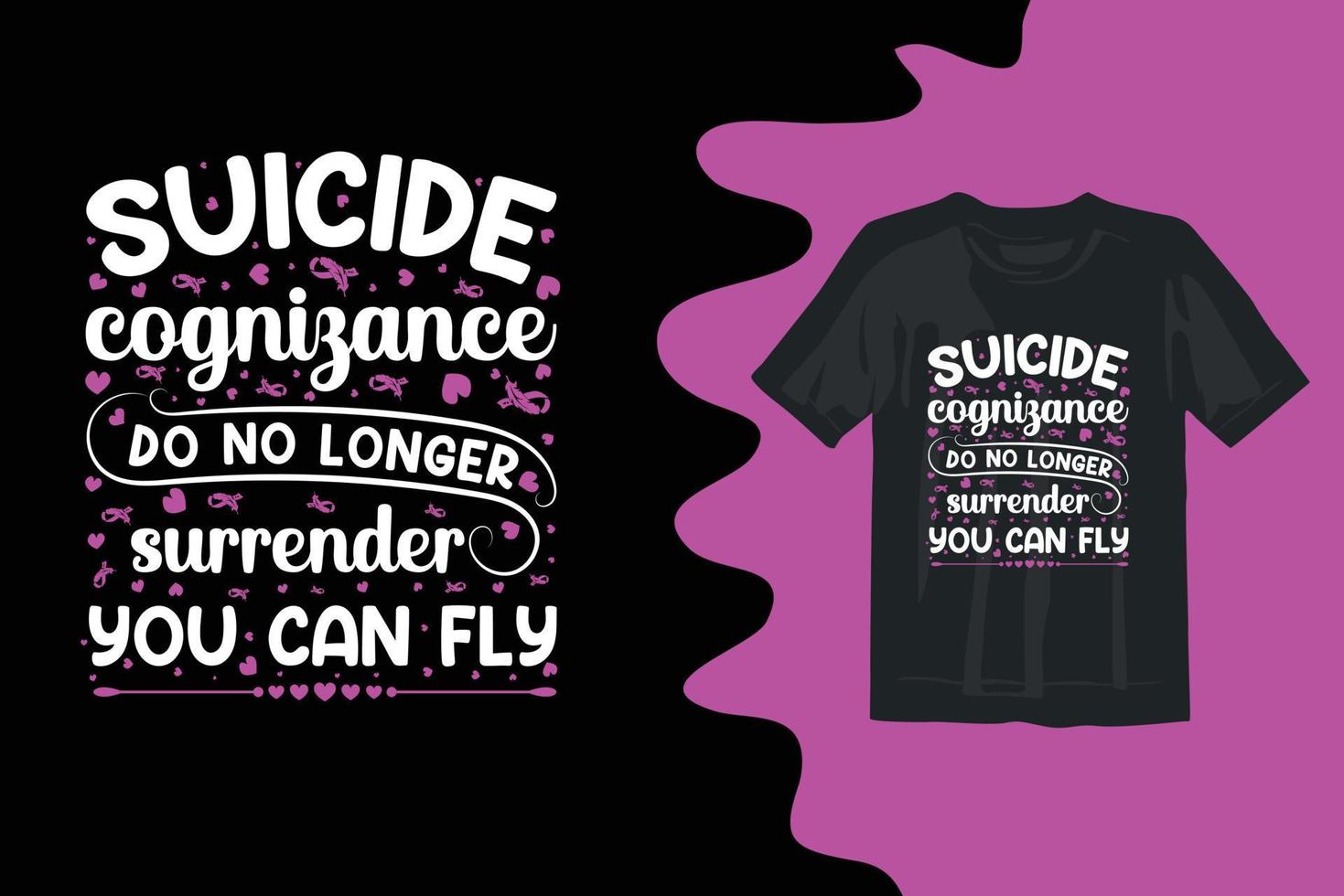 conception de t-shirt de typographie de sensibilisation au suicide impression à la demande vecteur