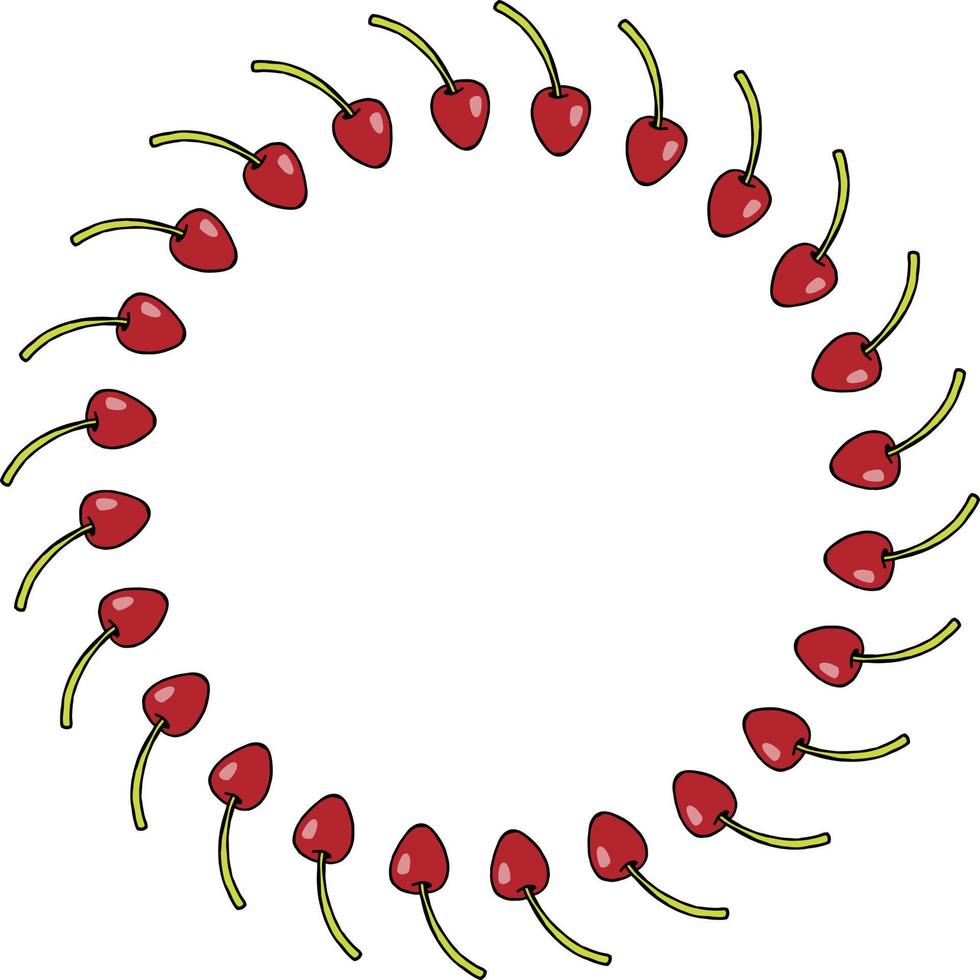 cadre rond avec des cerises rouges sur fond blanc. image vectorielle. vecteur