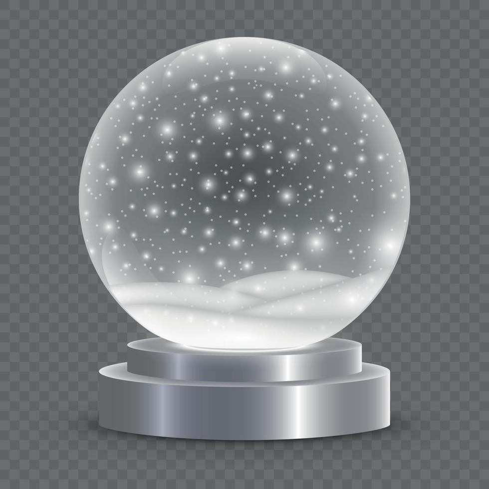 globe de neige de noël isolé. vecteur