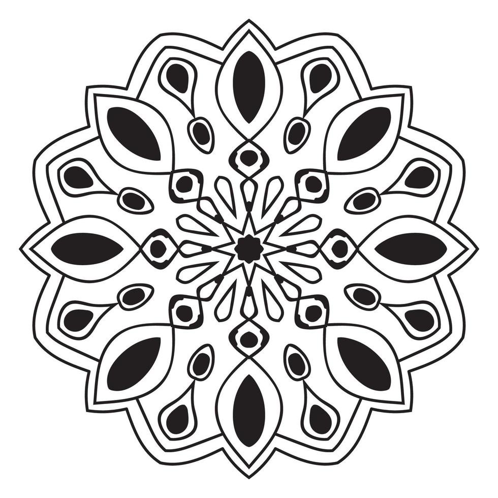 mandala mignon. Fleur de doodle rond ornemental isolé sur fond blanc vecteur