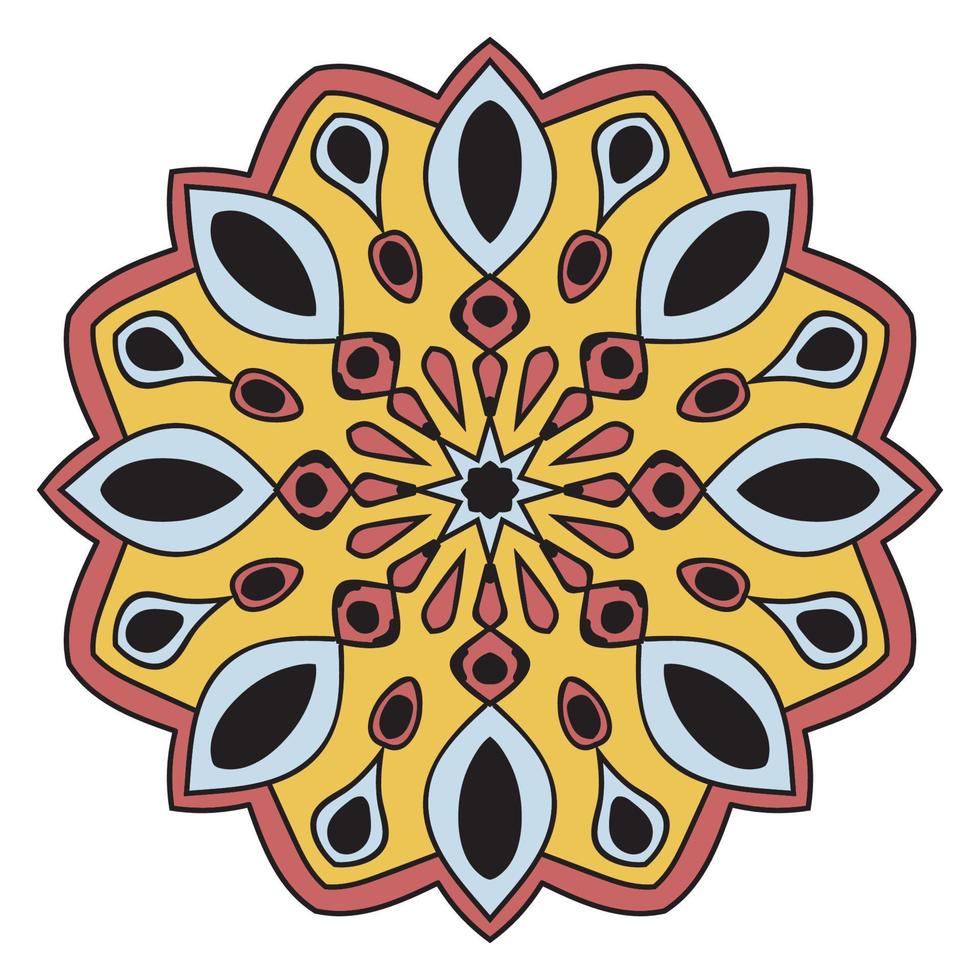 mandala mignon. Fleur de doodle rond ornemental isolé sur fond blanc vecteur