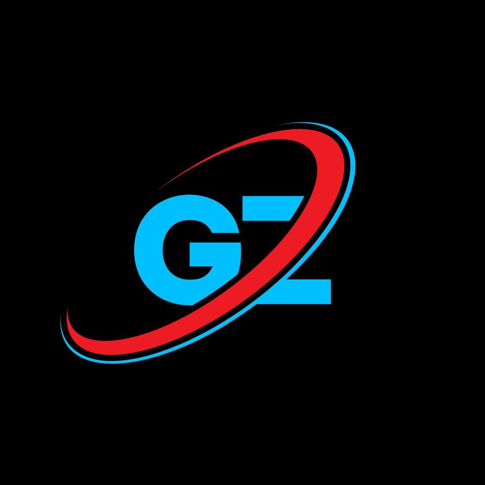 création de logo de lettre gz gz. lettre initiale gz cercle lié logo monogramme majuscule rouge et bleu. logo gz, conception gz. gz, gz vecteur