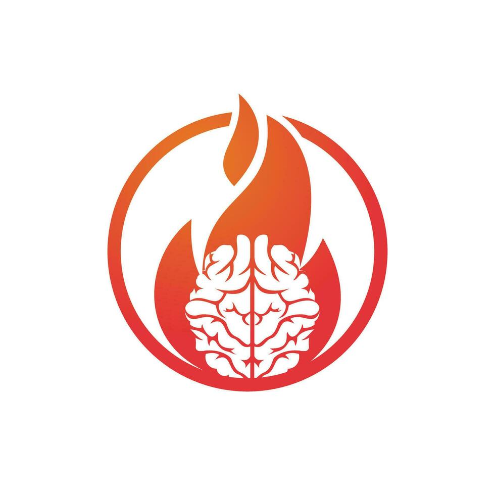 modèle de conception de logo vectoriel de cerveau de feu.