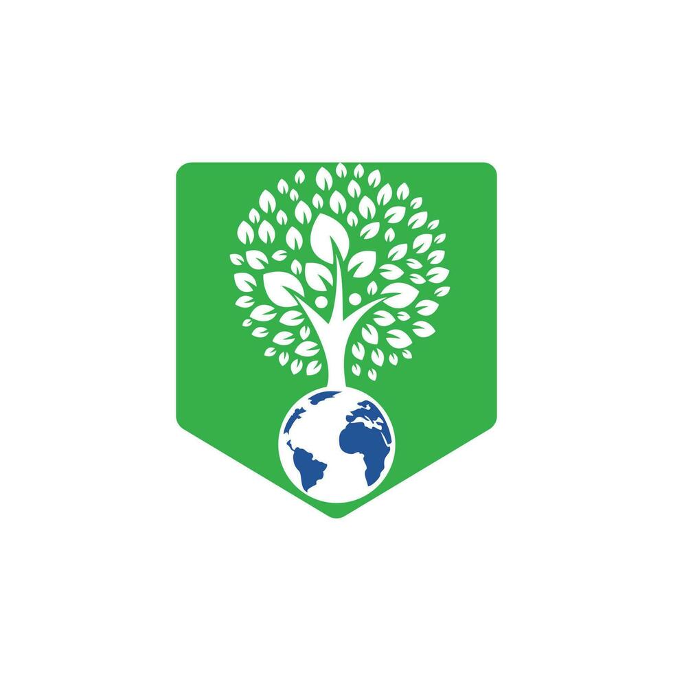 modèle de conception de logo vectoriel d'arbre humain global.