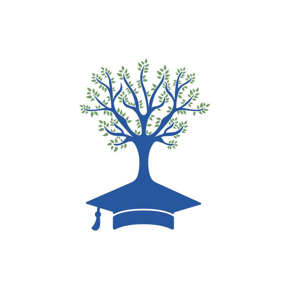 création de logo d'éducation à la nature moderne et créative. chapeau de graduation et logo d'icône d'arbre. vecteur