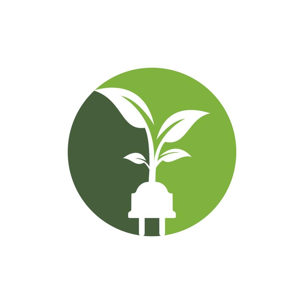 concept de logo d'électricité d'énergie verte. icône de prise électrique avec arbre. vecteur