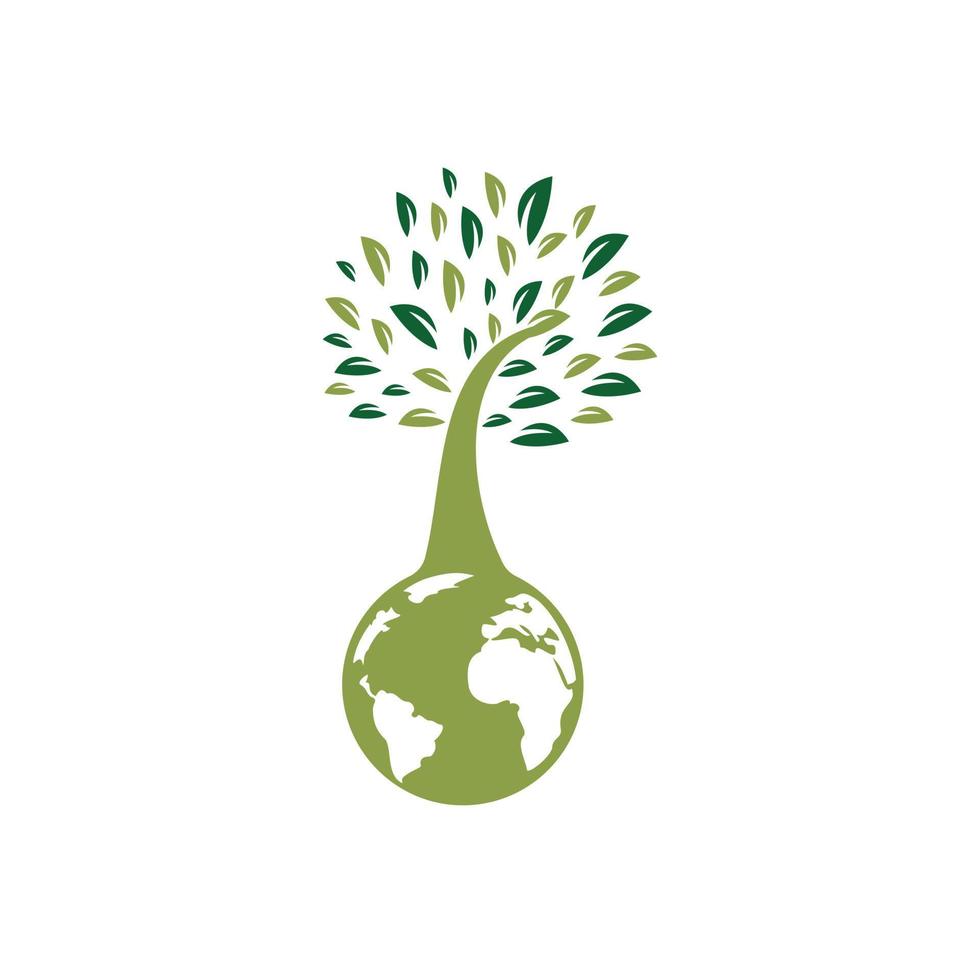 modèle de conception de logo vectoriel arbre globe. planète et symbole ou icône écologique.