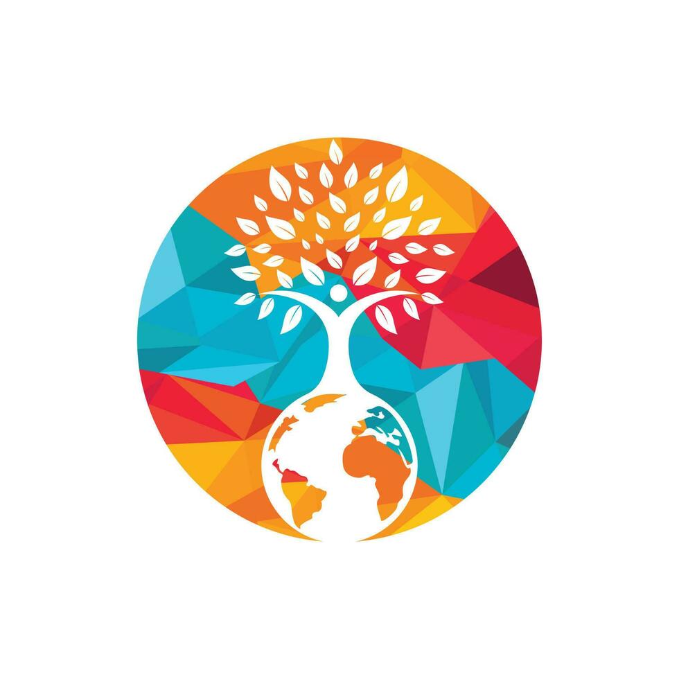 modèle de conception de logo vectoriel d'arbre humain global.