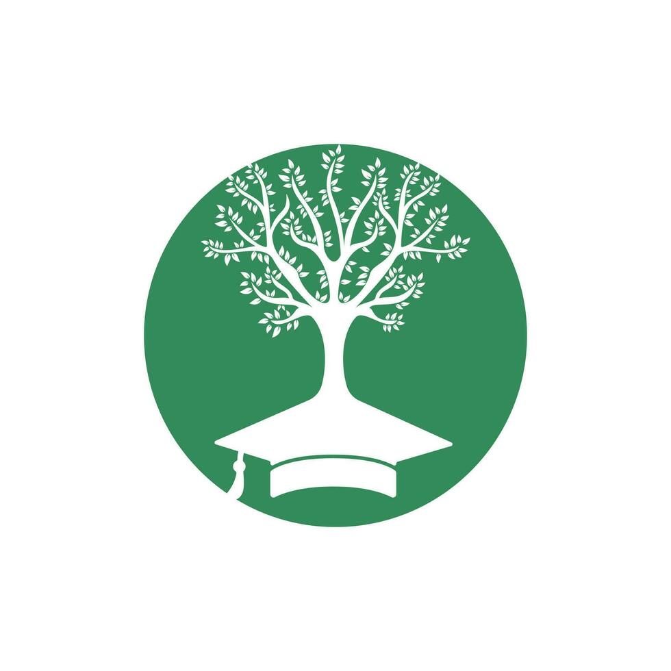 création de logo d'éducation à la nature moderne et créative. chapeau de graduation et logo d'icône d'arbre. vecteur