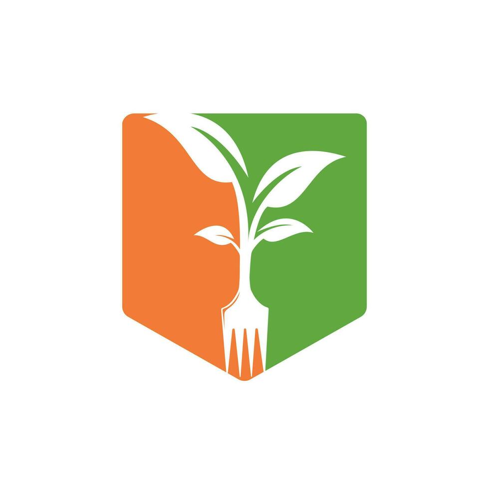 création de logo vectoriel arbre fourche. concept de logo de restaurant et d'agriculture.